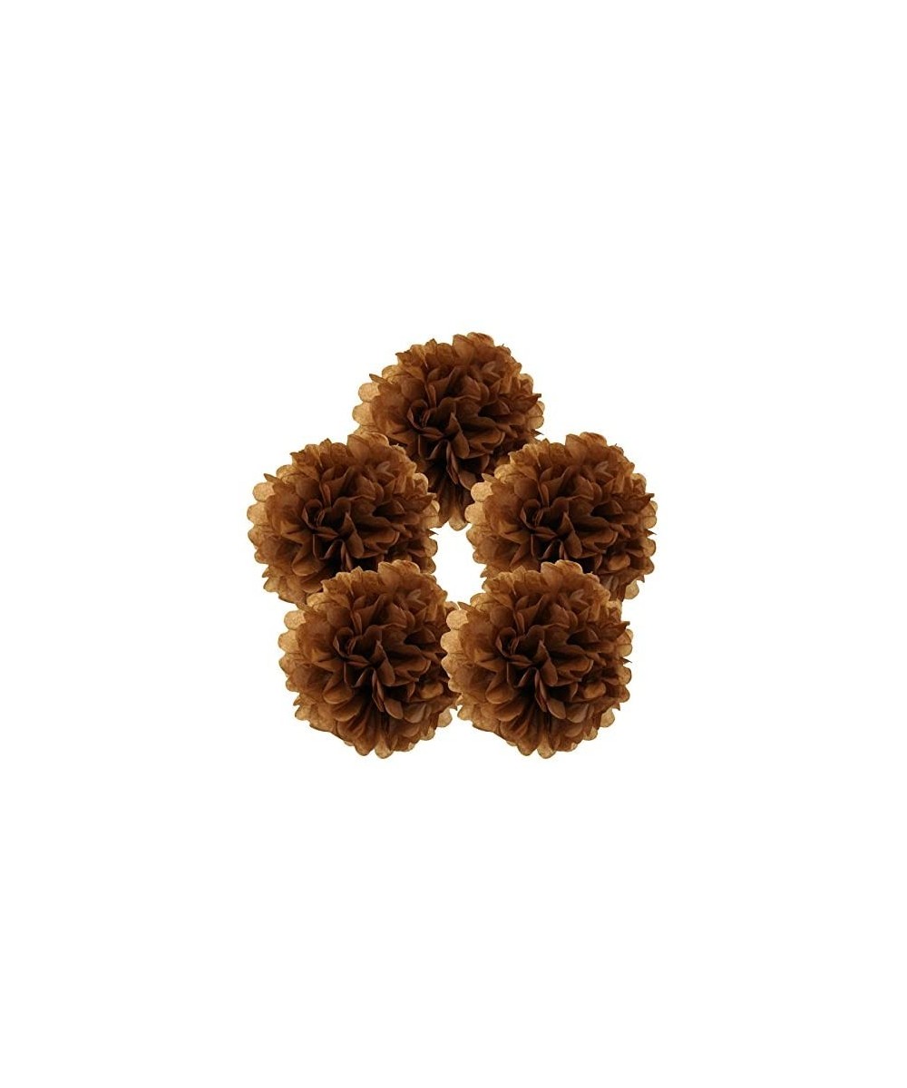 5pcs 10-Inch Chocolate Tissue Paper Pom Pom Flower Ball - Chocolate - CF12D5KLXMH $7.53 Tissue Pom Poms