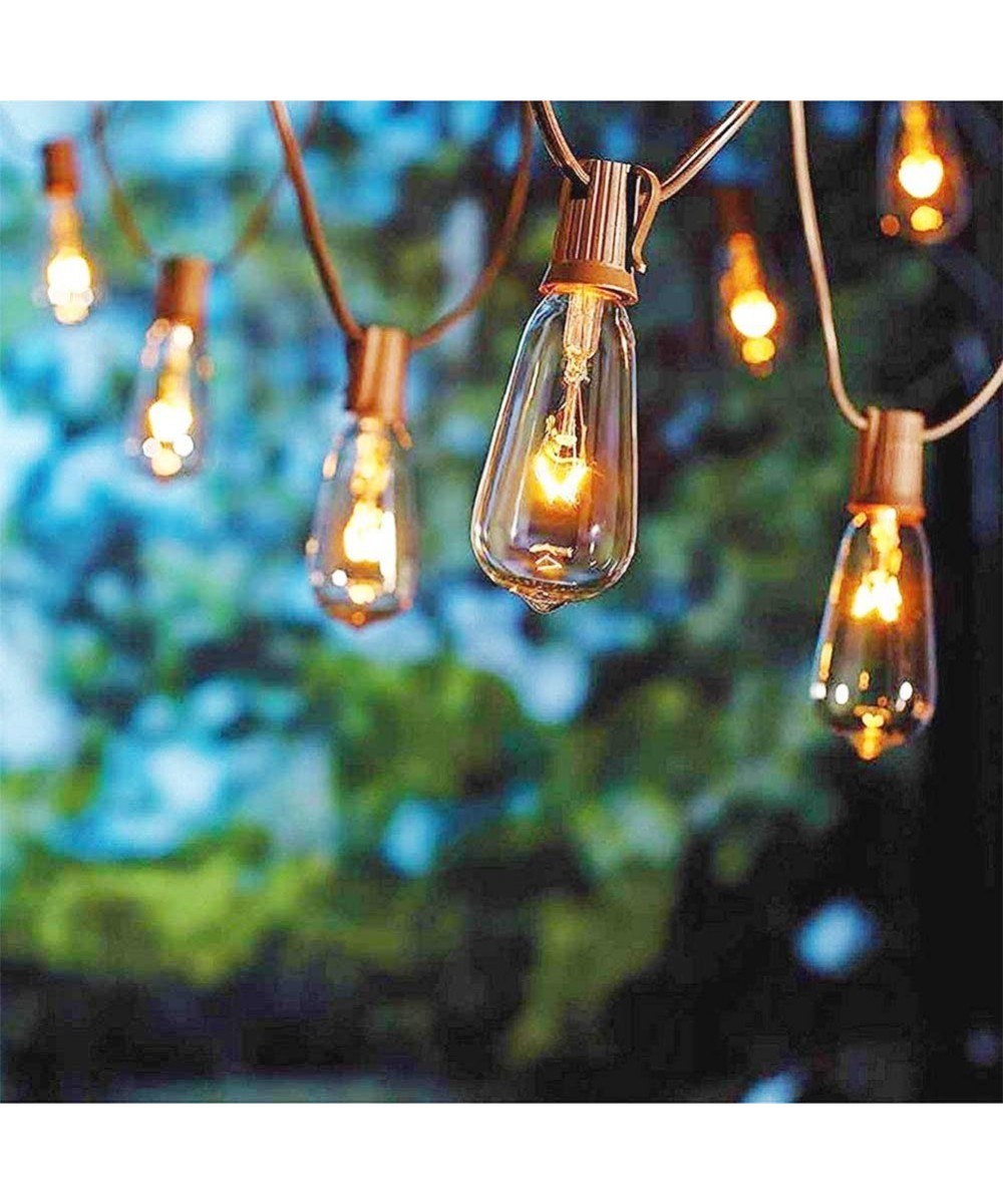 20FT ST40 Outdoor Patio Edison String Lights with 22 Clear Bulbs -7 Watt/120 Voltage/E17 Base -Brown Wire - 20ft-brown - CI18...
