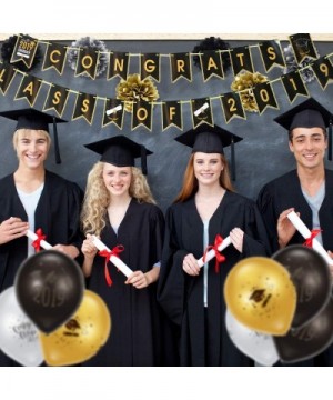 23 Pieces Grad Banner Decoration- Congrats Class of 2019 Sign Banner and 6 Pieces Tissue Paper Pom Poms with 15 Pieces Gradua...