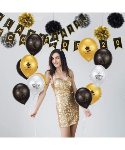 23 Pieces Grad Banner Decoration- Congrats Class of 2019 Sign Banner and 6 Pieces Tissue Paper Pom Poms with 15 Pieces Gradua...