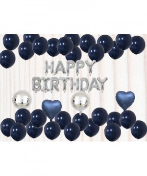 Navy Blue Silver 35pcs Balloons Pack for Boy Girl Birthday Party Decoration Supply - 16" Letter HAPPY BIRTHDAY Balloon- 18" F...
