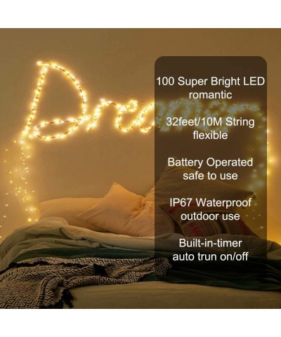 Fairy Lights 2-Pack Battery Operated String Lights with Remote 33Ft 100 LEDs Dimmable Firefly Lights with 8 Modes & Timer Wat...