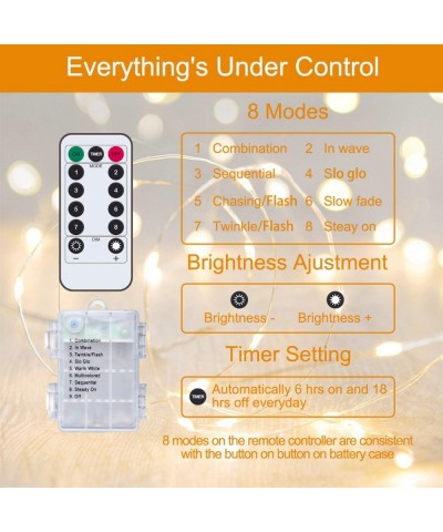 Fairy Lights 2-Pack Battery Operated String Lights with Remote 33Ft 100 LEDs Dimmable Firefly Lights with 8 Modes & Timer Wat...