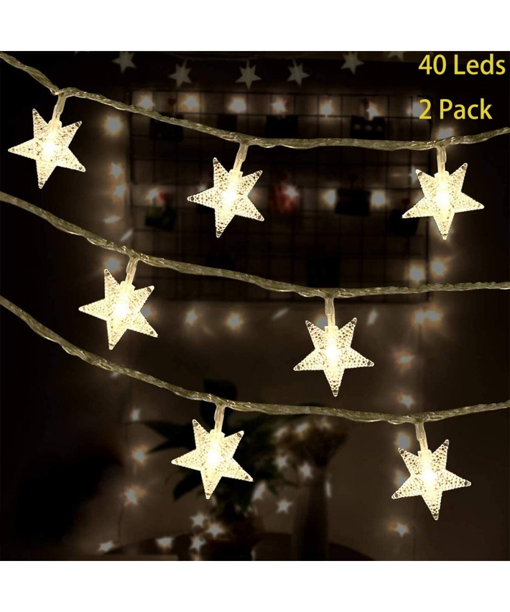 Star String Lights-40LED 2 Pack Battery Operated Fairy String Lights Waterproof- Extendable for Indoor- Outdoor- Wedding Part...