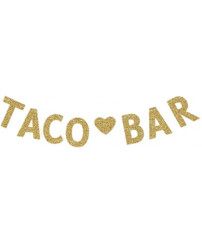 Taco Bar Banner- Mexican Them Party Decorations Fiesta Party Sign Gold Gliter - CF18LNNDAH6 $7.46 Banners & Garlands