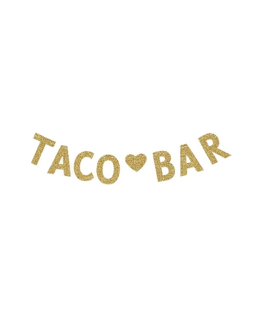 Taco Bar Banner- Mexican Them Party Decorations Fiesta Party Sign Gold Gliter - CF18LNNDAH6 $7.46 Banners & Garlands