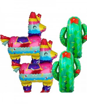 2 Pcs Llama Shaped Jumbo Mylar Foil Balloon and 2 Pcs Cactus Foil Balloons Birthday Baby Shower Decor Supplies Mexican Fiesta...