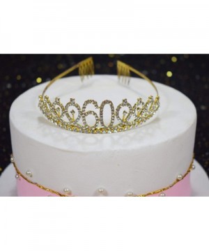 60th Gold Birthday Tiara and Sash Happy 60th Birthday Party Supplies 60th Gold Birthday Glitter Satin Sash and Crystal Tiara ...