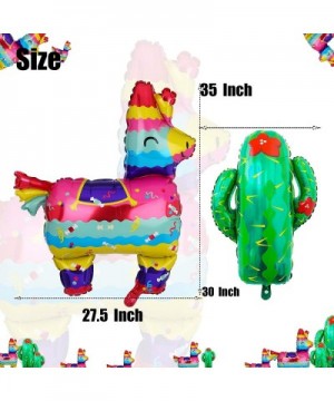 2 Pcs Llama Shaped Jumbo Mylar Foil Balloon and 2 Pcs Cactus Foil Balloons Birthday Baby Shower Decor Supplies Mexican Fiesta...