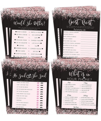 Pink and Black Bridal Shower Bachelorette Games- He Said She Said- Find The Guest Quest- Would She Rather- Phone Game- 25 gam...