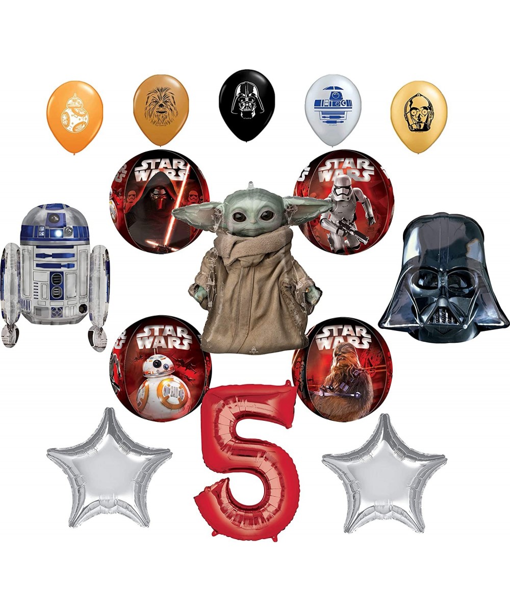 Star Wars 5th Birthday Party Supplies Balloon Bouquet Decorations with Baby Yoda - C1196X00QQA $27.59 Balloons