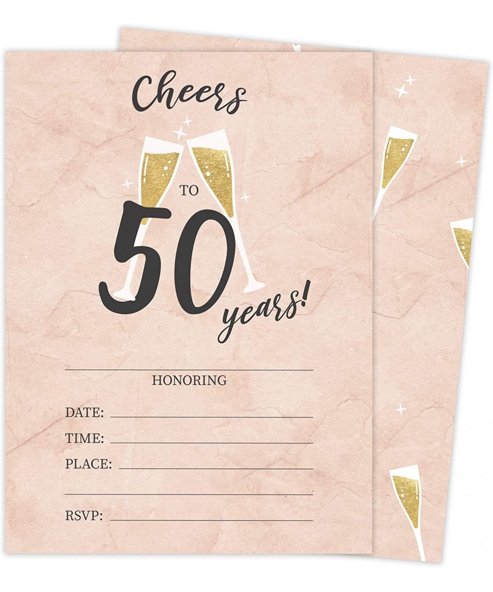 50th Birthday Style R Happy Birthday Invitations Invite Cards (25 Count) With Envelopes and Seal Stickers Vinyl Girls Boys Ki...