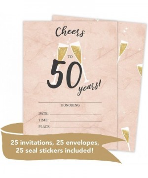 50th Birthday Style R Happy Birthday Invitations Invite Cards (25 Count) With Envelopes and Seal Stickers Vinyl Girls Boys Ki...