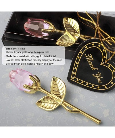 2282 Choice Crystal Gold Long Stem Pink Rose in a Box- Crystal Wedding Favors- Set of 24 - Pink Rose - CD186DZ9YDX $25.45 Favors