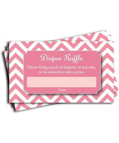 Pink Chevron Printed Diaper Raffle Tickets Girl Baby Shower Games (50-Cards) - CV11JGCHEDV $11.71 Invitations