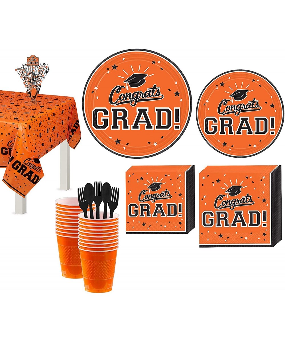 Congrats Grad Orange 2019 Graduation Decorations and Supplies for 18 Guests with Plates- Napkins and More - Orange - C518QXZG...