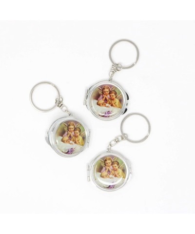 12 Piece New Baptism Mini Compact Mirror Key Chain Party Favor for Boys and Girls - Bautizo Recuerdos Angels & Baby Design Ma...