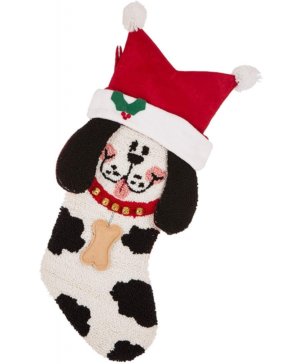 22" Handmade Hooked 3D Dog Christmas Stocking - 3d Dog - CW11PJDIBGZ $12.70 Stockings & Holders
