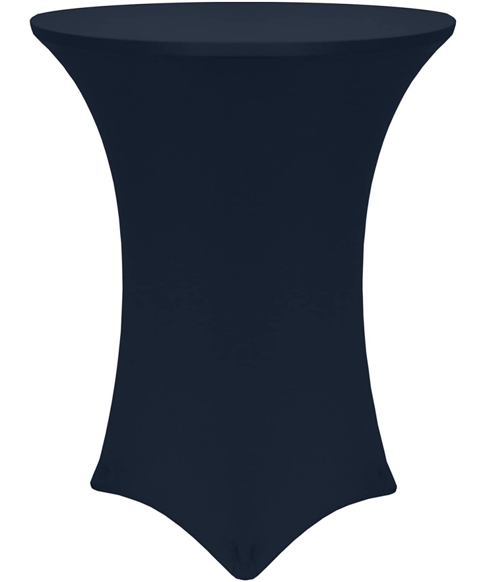 24-Inch Round Cocktail Spandex Fitted Stretch Elastic Tablecloth Navy Blue - Navy - CR18HCH934Y $22.64 Tablecovers