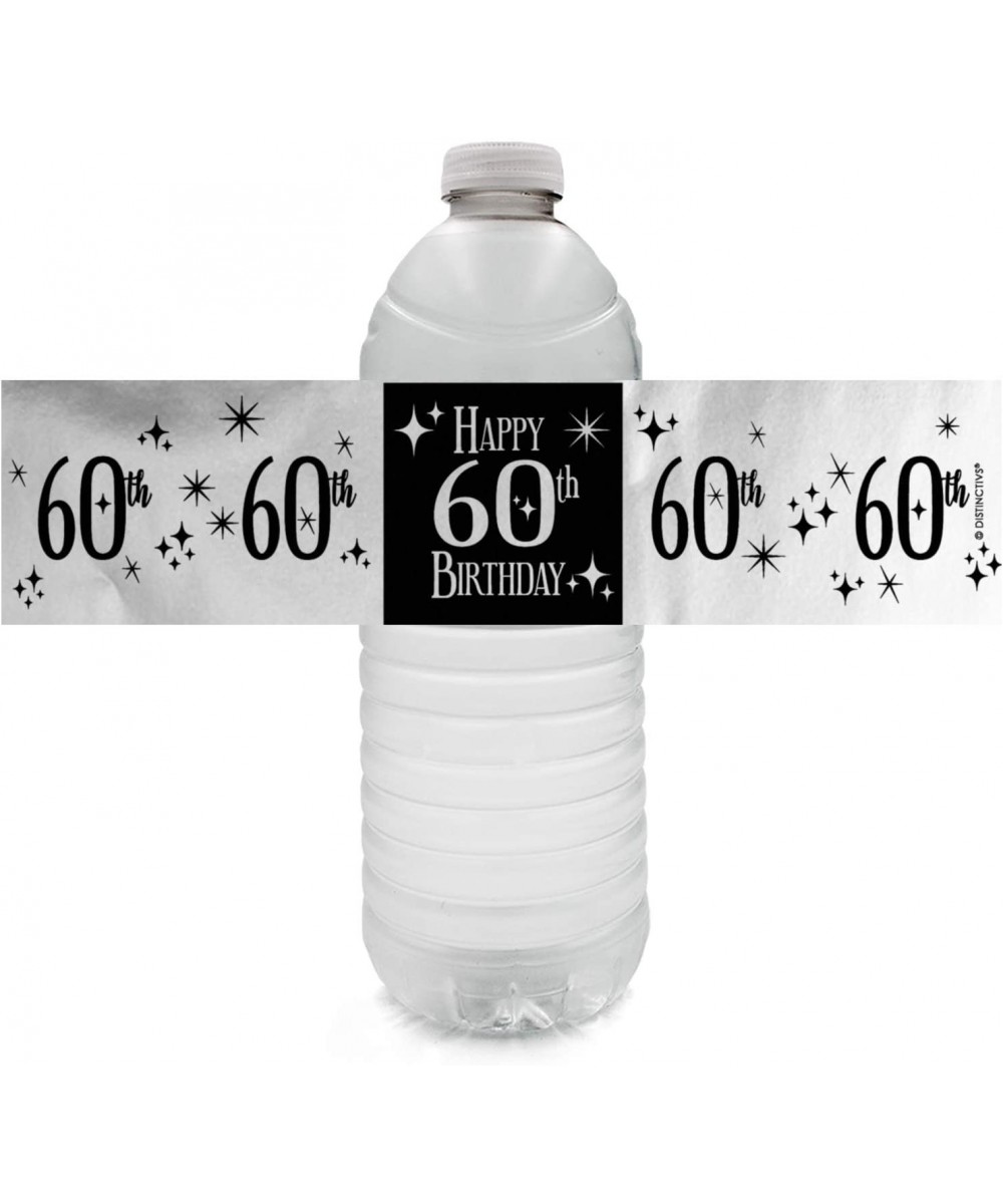 Black and Silver 60th Birthday Water Bottle Labels - Shiny Foil - 24 Stickers - CL18L2O6NCE $9.24 Favors