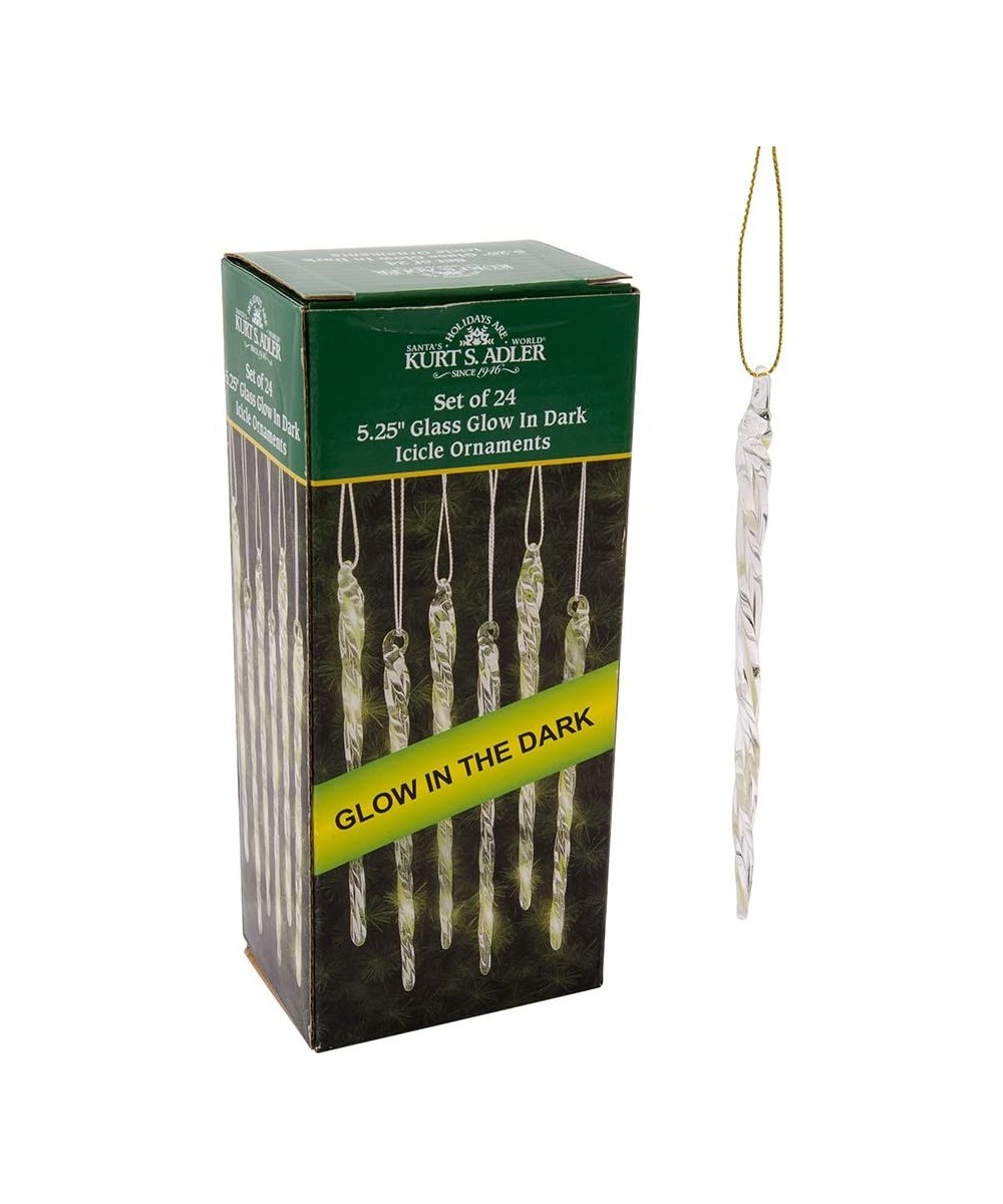 5-1/4-Inch Glass Glow-in-the-Dark Icicle Ornament Set of 24 - CB118R1IZ8F $8.89 Ornaments