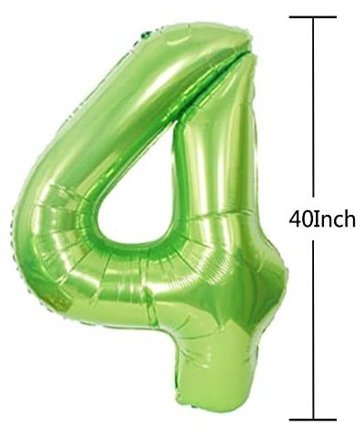 Dinosaur Confetti Latex Balloons and 4th Number Foil Balloons Kit 12 Inch Light Green White Marble with Ribbons Latex Balloon...