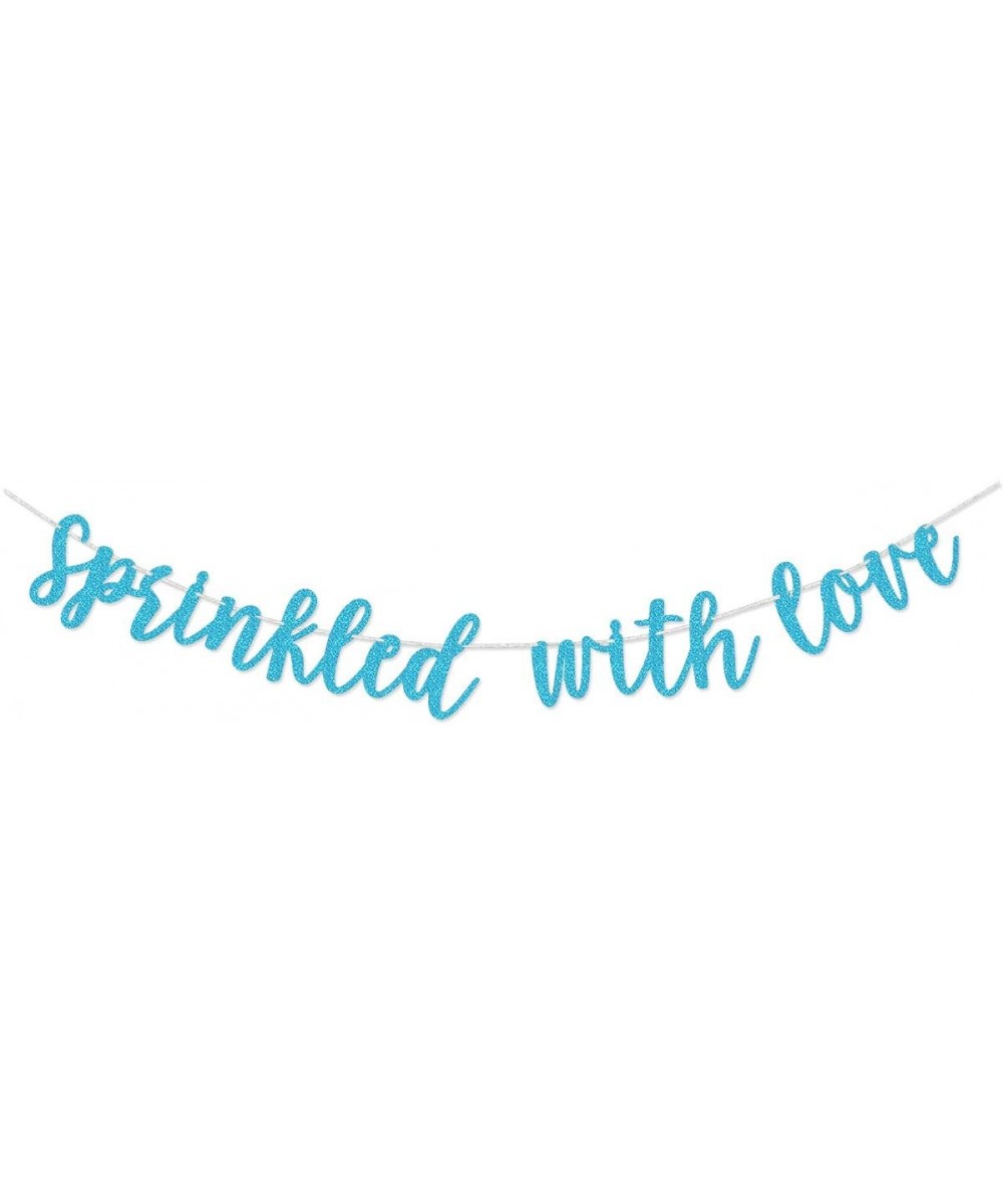 Blue Glitter Sprinkled With Love Banner Sign Garland Pre-strung for Baby Sprinkle-Baby Shower Decorations - CB18Y76M627 $7.40...