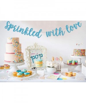 Blue Glitter Sprinkled With Love Banner Sign Garland Pre-strung for Baby Sprinkle-Baby Shower Decorations - CB18Y76M627 $7.40...