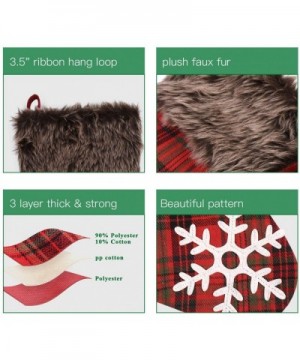 Christmas Stockings- 3 Pack 18.7x8.6 inches Burlap with Large Plaid Snowflake and Plush Faux Fur Cuff Stockings- for Family H...