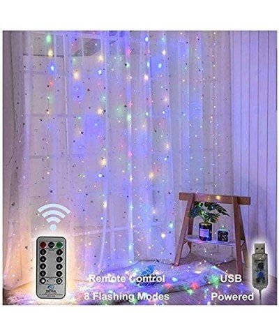 Waterproof 300 LED Curtain String Lights- 8 Modes USB Plug in Fairy String Light with Remote Control-Backdrop for Indoor Outd...