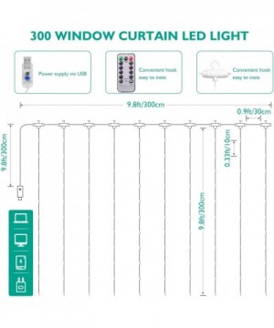 Waterproof 300 LED Curtain String Lights- 8 Modes USB Plug in Fairy String Light with Remote Control-Backdrop for Indoor Outd...