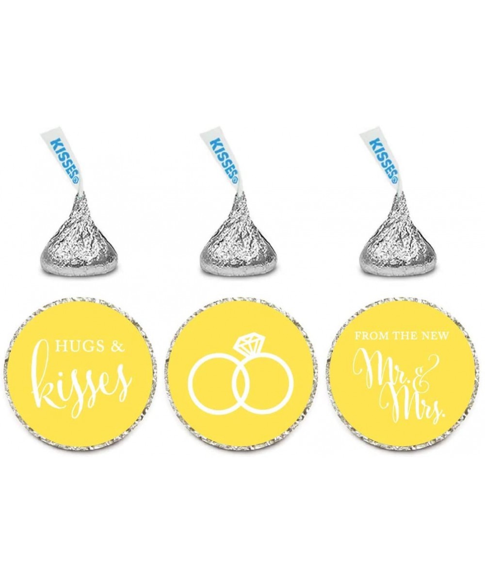 Chocolate Drop Labels Stickers- Wedding Hugs & Kisses from The New Mr. & Mrs- Yellow- 216-Pack- for Bridal Shower Engagement ...