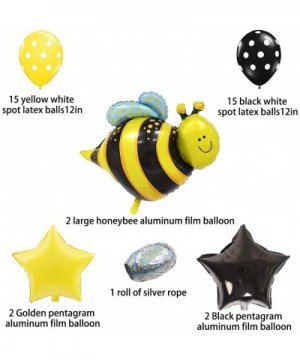 Bumblebee Party Decorations Pack- Honey Bee Theme Supplies with Star Mylar Foil Balloons Yellow Black Polka Dot Balloons- Bir...