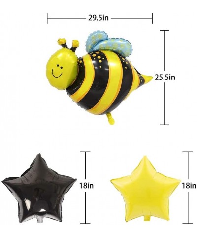 Bumblebee Party Decorations Pack- Honey Bee Theme Supplies with Star Mylar Foil Balloons Yellow Black Polka Dot Balloons- Bir...