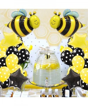 Bumblebee Party Decorations Pack- Honey Bee Theme Supplies with Star Mylar Foil Balloons Yellow Black Polka Dot Balloons- Bir...