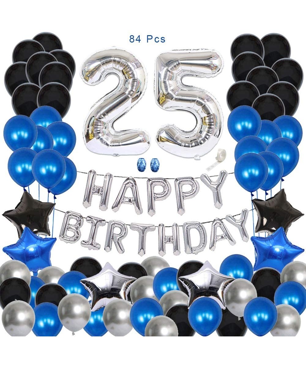 25 Birthday Party Supplies Silver Number 25 Foil Balloon Happy Birthday Banner Balloon Kit 25th Birthday Decoration Latex Bal...