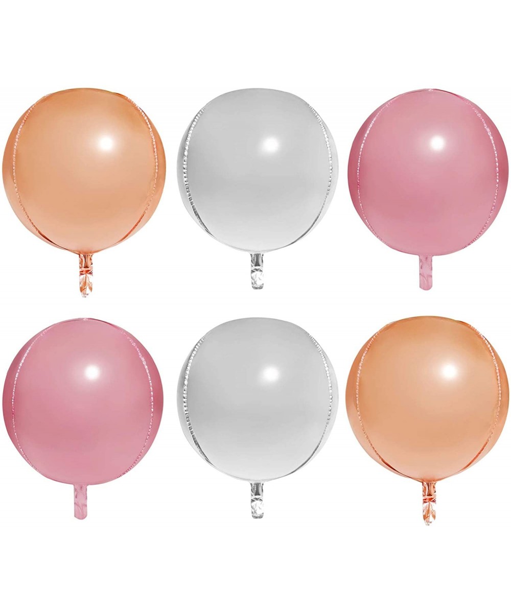 22 Inch 4D Round Balloons Large Foil Balloons for Birthday-Wedding and Baby Shower Party Supply- Pack of 6- Silver- Rose Gold...