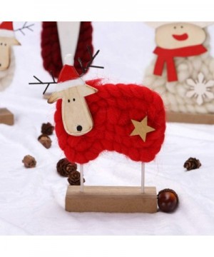 Christmas Desktop Ornament Wool Felt Red Sheep Shape Wooden Christmas Tabletop Decoration for Gift Christmas Decoration - Red...