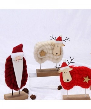 Christmas Desktop Ornament Wool Felt Red Sheep Shape Wooden Christmas Tabletop Decoration for Gift Christmas Decoration - Red...