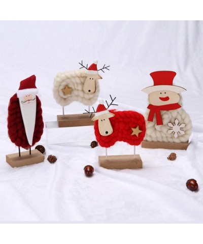 Christmas Desktop Ornament Wool Felt Red Sheep Shape Wooden Christmas Tabletop Decoration for Gift Christmas Decoration - Red...