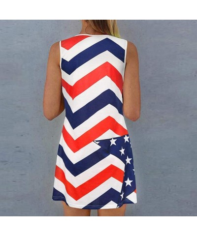 Women's July 4th American Flag Sleeveless Long Maxi Dress Casual Stripe Star Printed Loose Tank Dress Sundress - Z7-red - CM1...