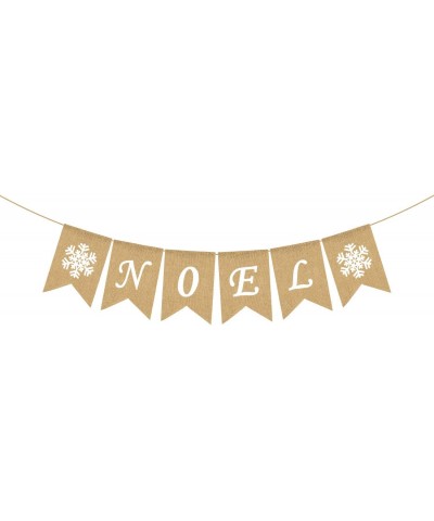 Noel Burlap Banner Merry Christmas Garland Bunting Mantel Fireplace Decoration - C8186MNWECC $4.99 Banners & Garlands