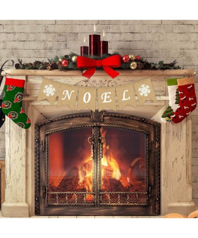 Noel Burlap Banner Merry Christmas Garland Bunting Mantel Fireplace Decoration - C8186MNWECC $4.99 Banners & Garlands