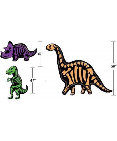 Jumbo Halloween Dinosaur Balloons (Pack of 3 Style T-REX- Triceratops- Brontosaurus) Halloween Color Skeleton Decorations - C...