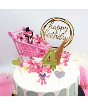 Birthday Candles Wedding Anniversary Celebration Party Number Cake Candle with Hppy Birthday Ins Topper (Gold Candle 4) - Gol...