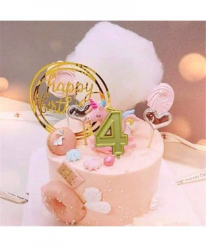 Birthday Candles Wedding Anniversary Celebration Party Number Cake Candle with Hppy Birthday Ins Topper (Gold Candle 4) - Gol...