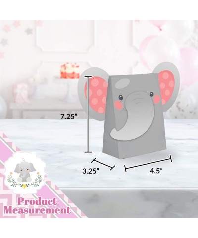 Pink Enchanting Elephant Décor Bundle - Hanging Cutouts- Paper Treat Bags- Flag Banner - Kids Birthday Party Favors- Animal-T...