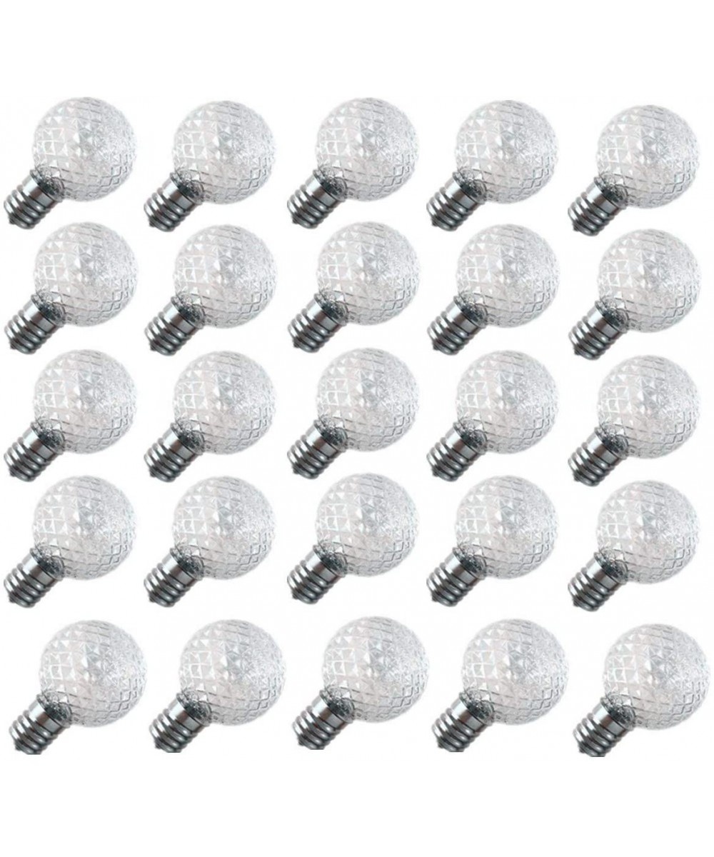 25 Pack - G40 Faceted Replacement LED Bulbs for C9 Outdoor Christmas String Lights - Indoor/Outdoor Use-Warm White-E17/C9 Bas...