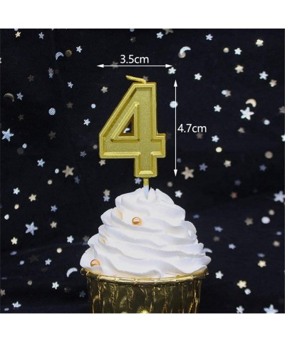Birthday Candles Wedding Anniversary Celebration Party Number Cake Candle with Hppy Birthday Ins Topper (Gold Candle 4) - Gol...