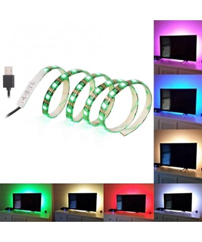 Bias Lighting for HDTV 60 LEDs TV Backlight- 3.28Ft Ambient TV Lighting Multi-Color Flexible 5050 RGB USB LED Strip- Best for...